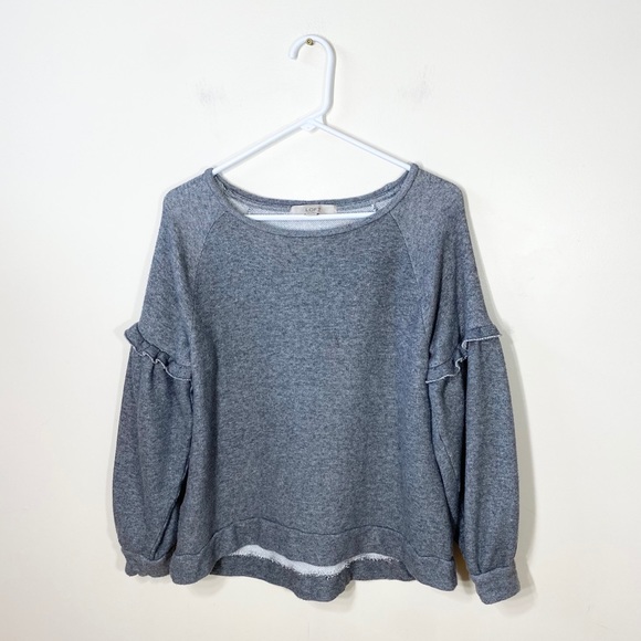 Ann Taylor LOFT | ruffled sleeve sweatshirt - Picture 2 of 8